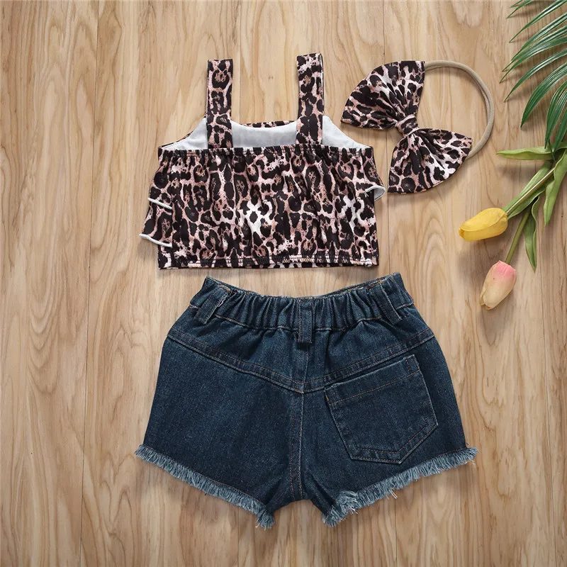 Baby Girls Leopard & Denim Outfit Set 3