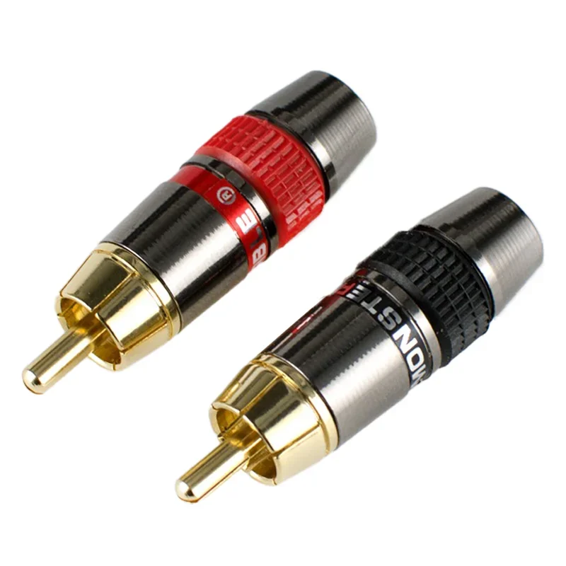 2/4/8/PCS 금도금 몬스터 구리 RCA 남성 플러그 로터스 솔더 플러그 확장 소켓 RCA 배선 오디오 및 비디오 레드 블랙
