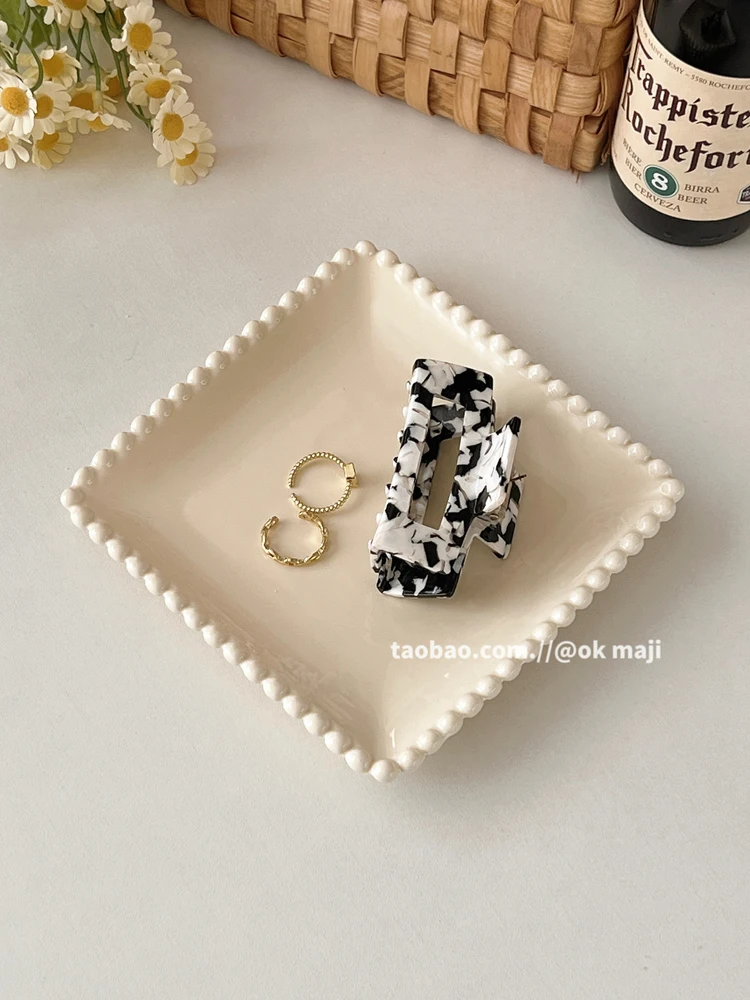 Beautiful Ceramic Plate Dessert Bowl Cake Dish Creative Salad Sushi Plate Round Square Simple Nordic Household Kitchen Luxury