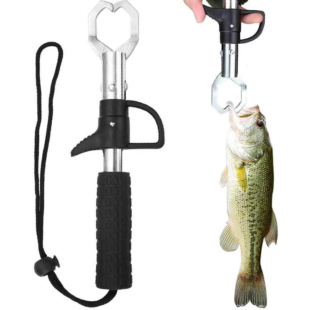 23CM Stainless Steel Fishing Gripper Anti-Slip Handle Fish Controller Professional Fish Grip Lip Clamp Grabber Fishing Equipment