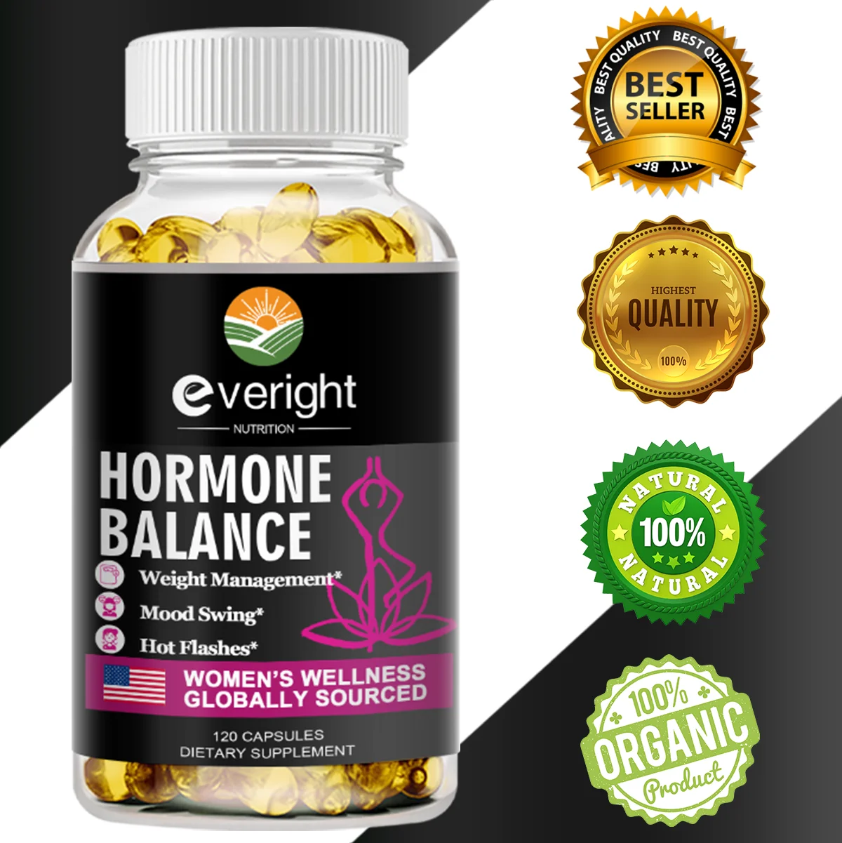 

Complete Herbal Menopause Supplement for Women-Multibenefit Menopause Relief Hormone Balance for Night Sweats Mood 120 CAPSULES