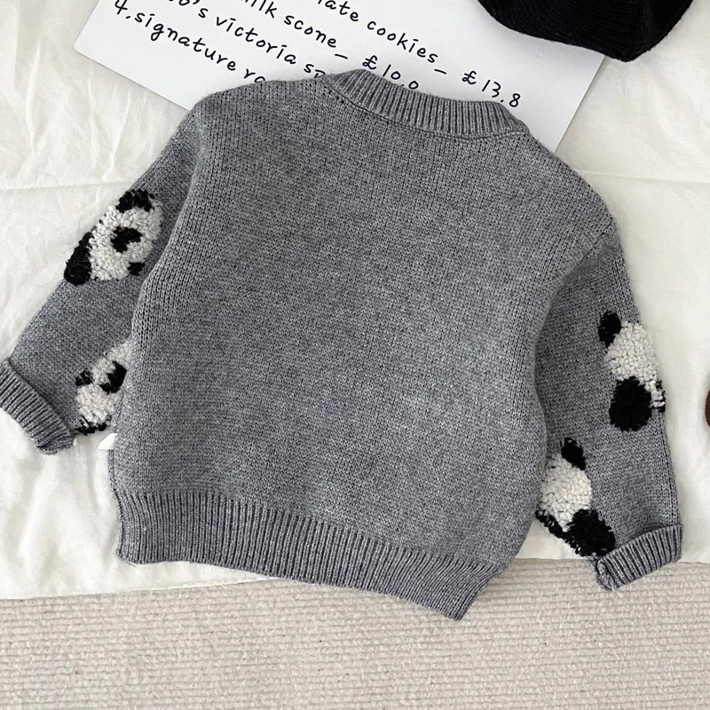Baby Casual Sweater for Girls Boys Clothes Autumn Winter New Infant Fashion Knitted Cartoon Panda Long Sleeve Pullover Tops