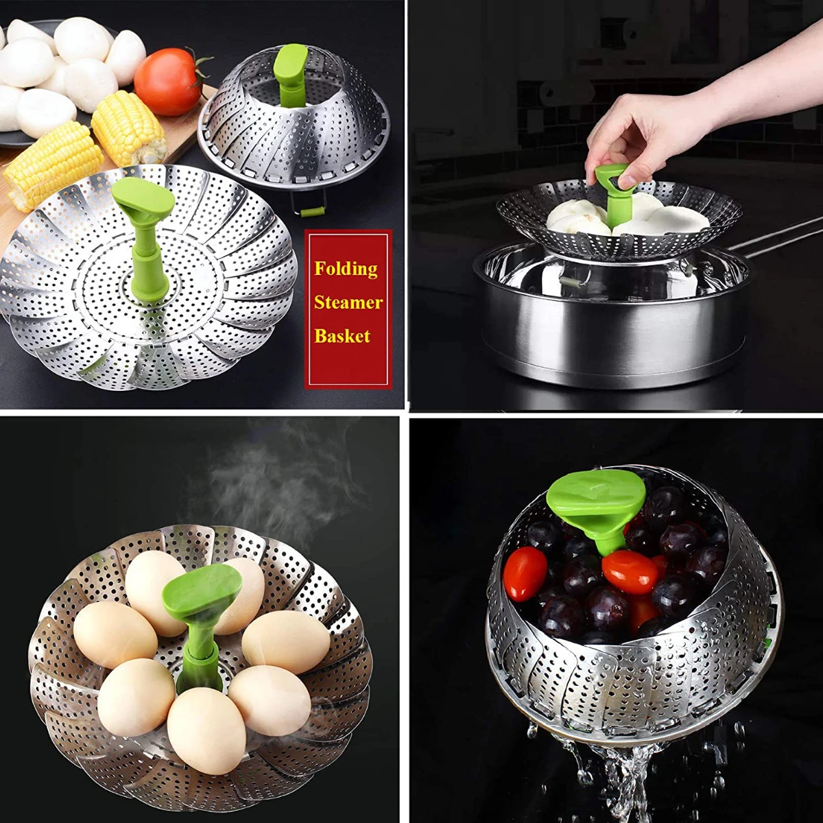 3 Pieces/Set Silicone Food Steamer Set Vegetable and Fruit Food Basket  Steamer Basket Kitchen Supplies Accessories Cookware - AliExpress