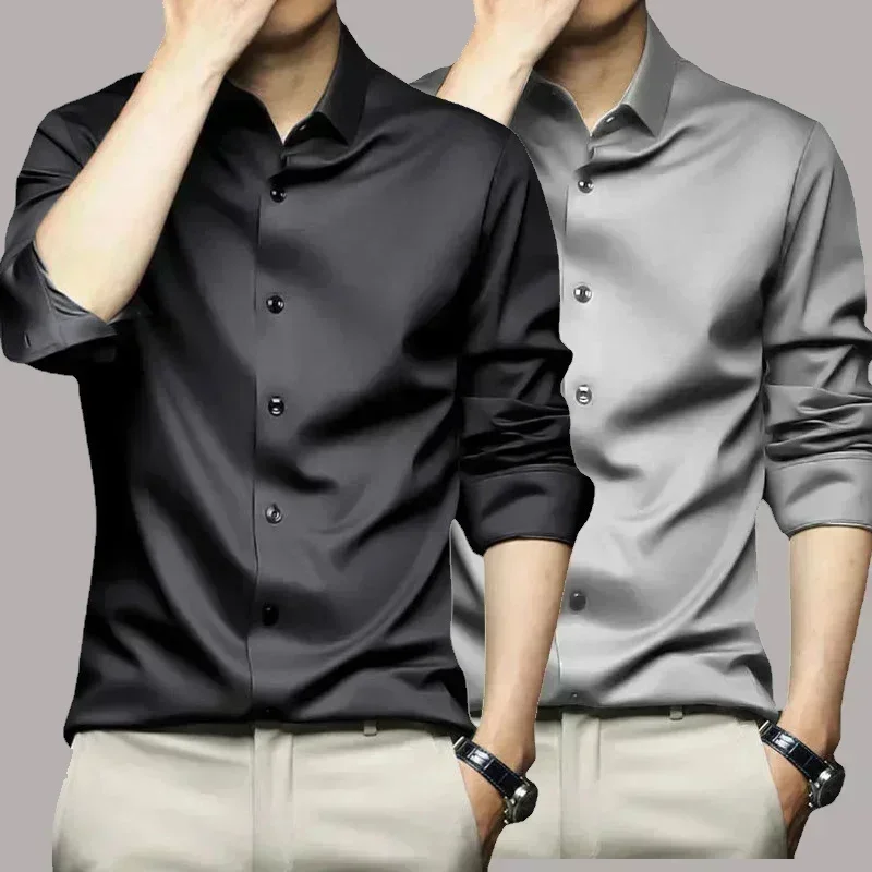 Long Sleeve Shirt Men's Non iron Wrinkle Resistant Business Dress Professional Casual Suit