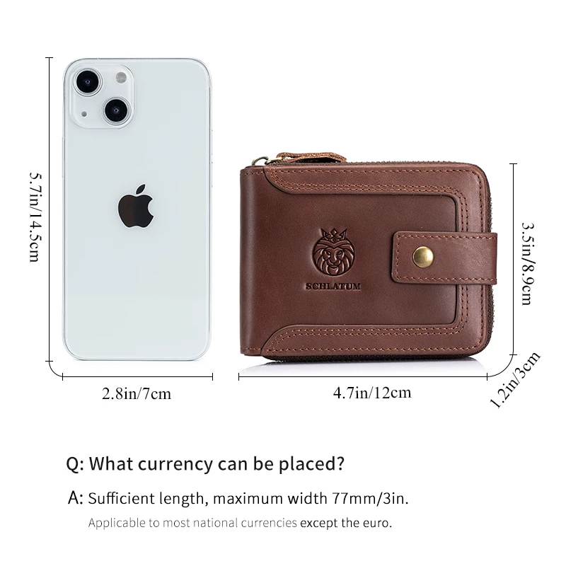 SCHLATUM Men's Genuine Leather Vintage Wallet with Multiple Card Slots RFID Blocking Cowhide Travel Wallet 2