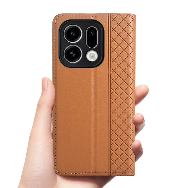 Luxury Genuine Leather Flip Case with Magnetic Closure and Card Pocket Wallet Feature