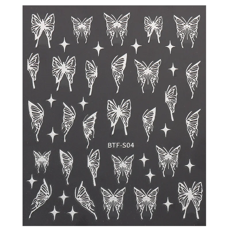 Mix 3 Blatt 3d Aufkleber für Nägel Gold Splitter Roségold Laser Schmetterling Mond Sonne Klebe Schieber diy Nail Art Zubehör – Detail 8