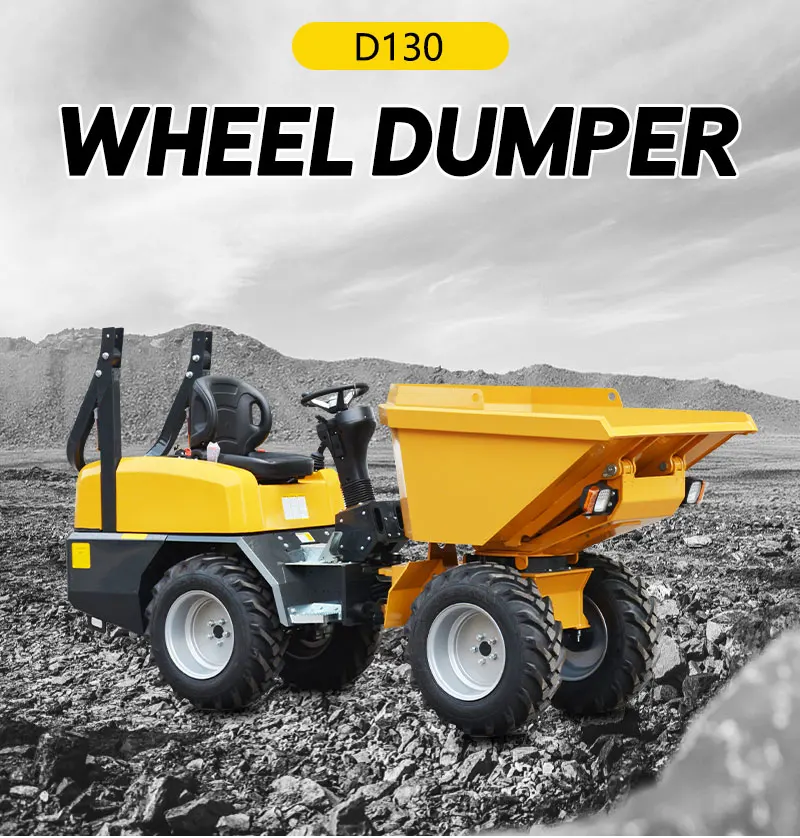 Maßgefertigter Gelenkter 1,3-Tonnen 4x4 Baustellen-Dumper mit Selbstladeschaufel Mini-Truck Radkipper zum Verkauf – Detail 2