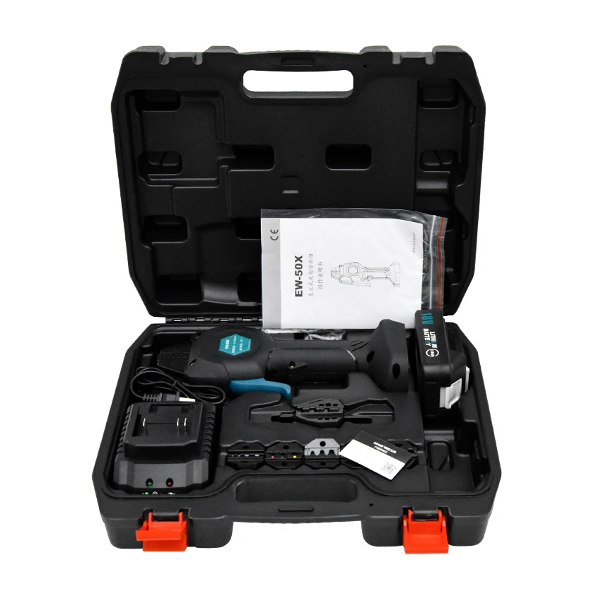 EW-50X Electric Crimping Pliers Terminal Crimping Tool DC 18V/2Ah Rechargeable Crimping Pliers Bare Terminal Crimping Pliers 6