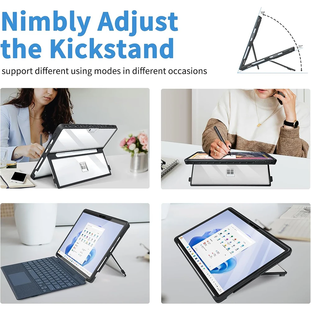 Hard Case For Microsoft Surface Pro 11 10 9 8 13 Inch Shockproof Protective Rugged Cover Compatible with Type Cover Keyboard