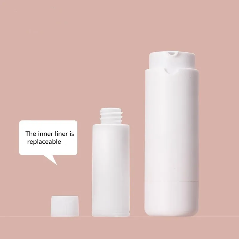 10/30pcs 25ml/45ml 매트 화이트/그레이 에어리스 로션 병 교체 가능한 내부 라이너 화장품 로션/토너 진공 병 여행