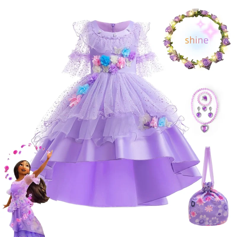 

Disney Encanto Dresses for Girls Princess Dress Suit Cosplay Charm Lsabela Costume Carnival Birthday Party Clothes