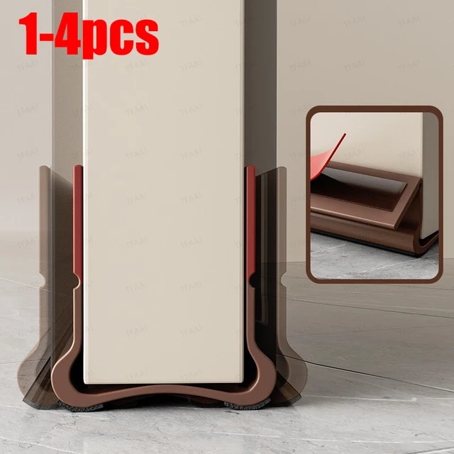 1-4 ชิ้น PVC ด้านล่างซีลแถบ 93 เซนติเมตรประตู Gap ลมและฝุ่นพับ Self - กาว Weather Strip พร้อม Soundproofing Felt 1