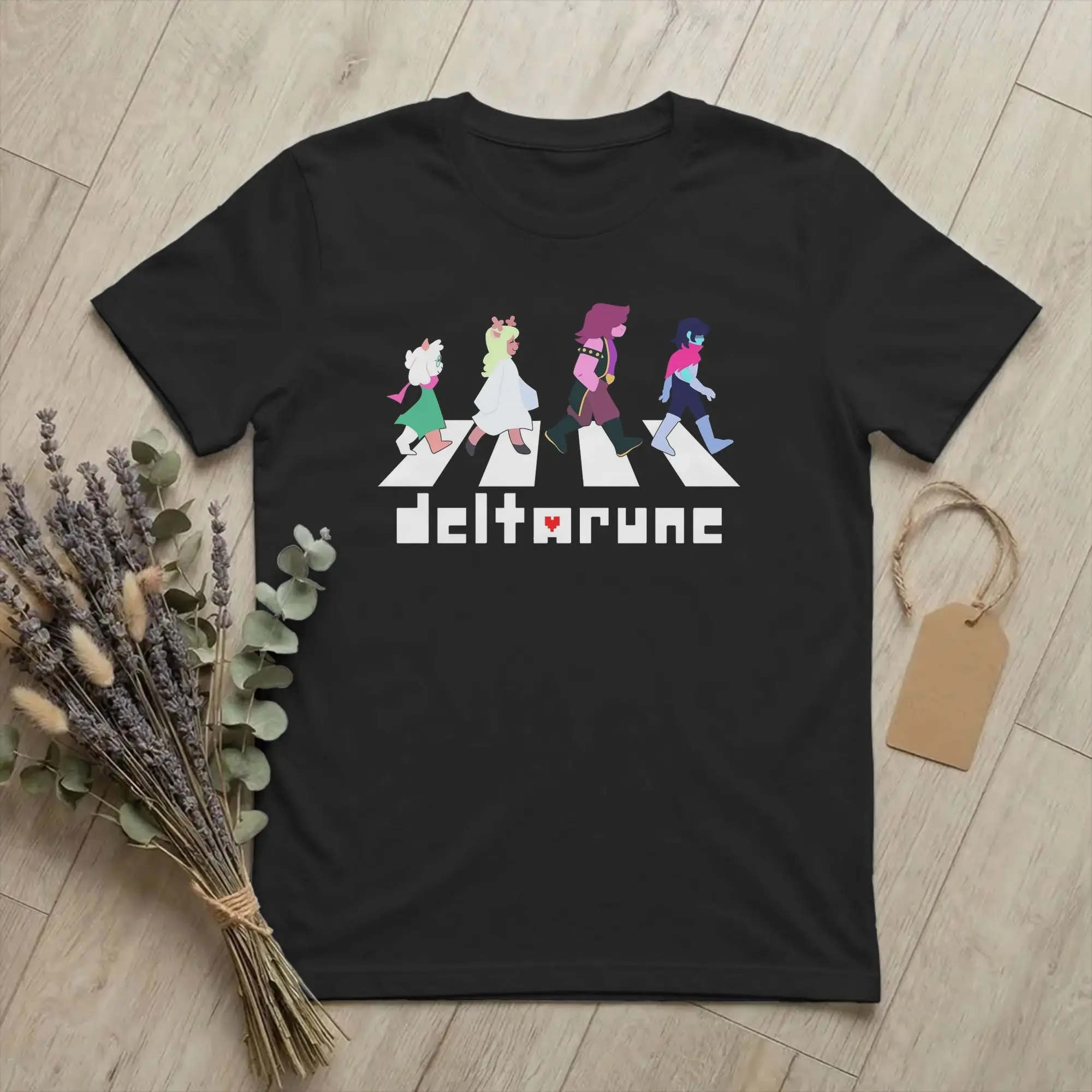 Deltarune Ralsei, Noelle, Susie und Kris Abbey Road T-Shirt für Herren, Rundhalsausschnitt, kurze Ärmel, Baumwolle, Sommer-Top-T-Shirt