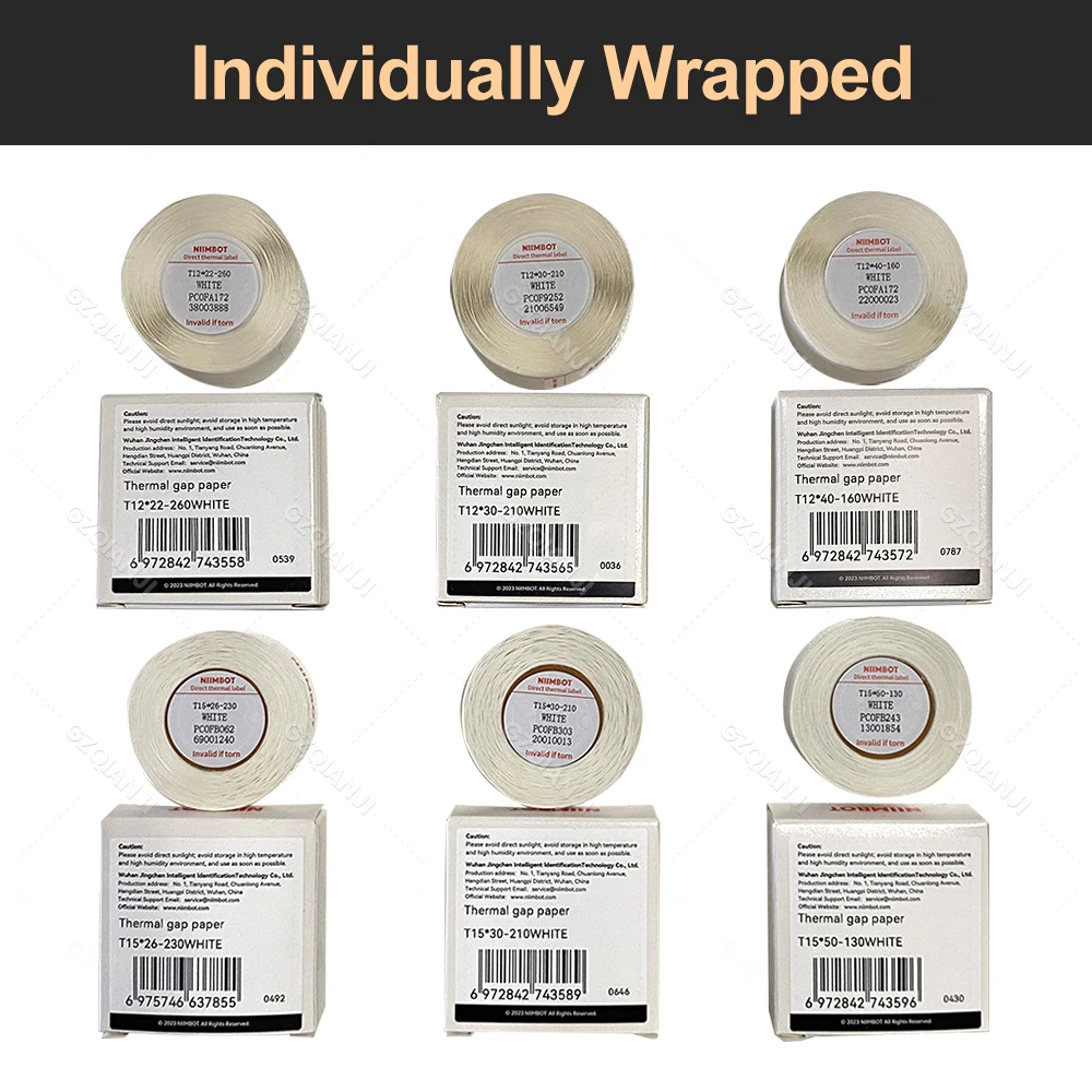 Niimbot D11 D110 Paper Rolls Thermal Label Printer Waterproof Self Adhesive Date Price 15mm*30mm D101 Label Sticker 3/5/10Rolls