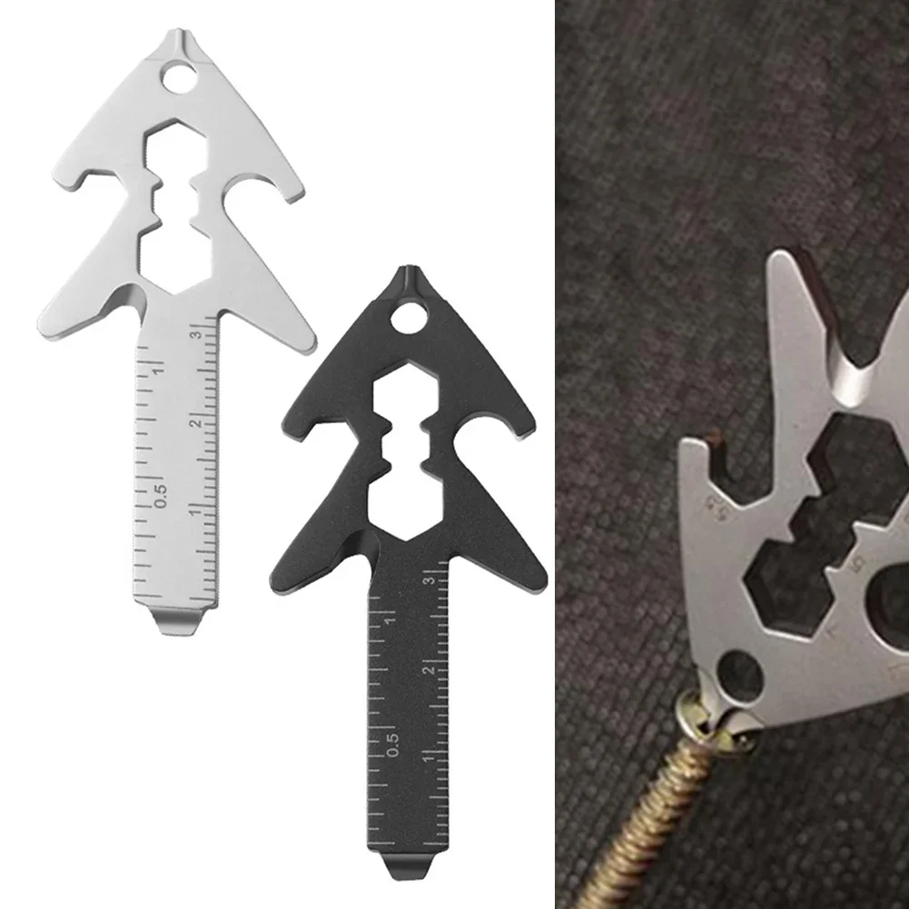 Lightweight Pocket Multi Tool Stainless Steel with Hex Wrench Bottle Opener Screwdrivers Ruler and Rope Cutter