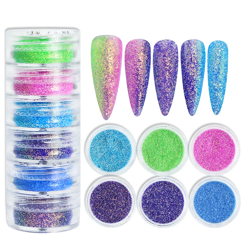 6pcs/set Holographic Glitter For Epoxy Resin Filling Rainbow Sequins Resin  Pigment Powder Resin Filler Resina Epoxi Kit Completo