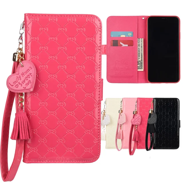 Stylish and functional Flip Leather Wallet Phone Case for iPhone with card storage, dustproof design, and stand feature.