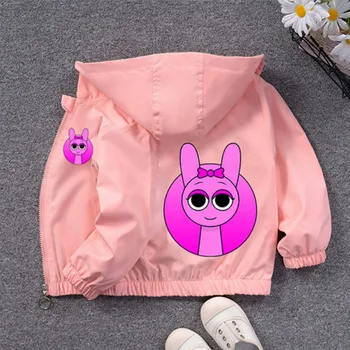 Sprunki PU Waterproof Jackets for Children Cartoon Anime Fashion Coats Boys Girls Autumn Winter Warm Windbreak Coat Kids Clothes 3