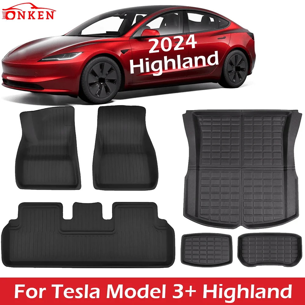 Fit Floor Mats for Tesla Refreshed Model 3 Highland New Generation All-Weather Carpet Cover Waterproof XPE Material