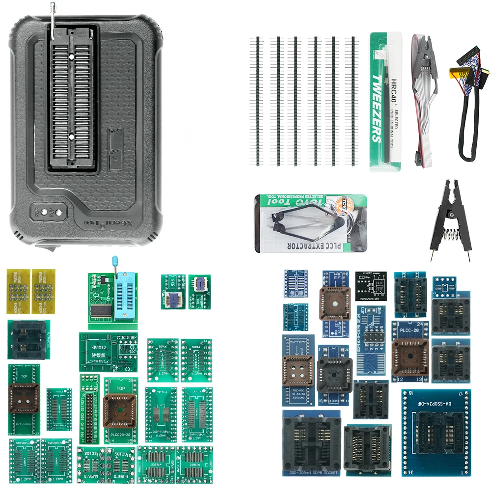 Xgecu 오리지널 T48 TL866-3G 프로그래머, 42 개 부품 지지대, SPI, Nor, NAND 플래시, EMMC BGA, TSOP, SOP, PLCC용 34000 개 이상 IC