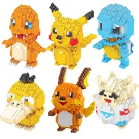 DIY Pokemon Blocks Small Cartoon Mini Building Block Pikachu Charizard Eevee Mewtwo Anime Assemble Action Model Dolls Toys 2