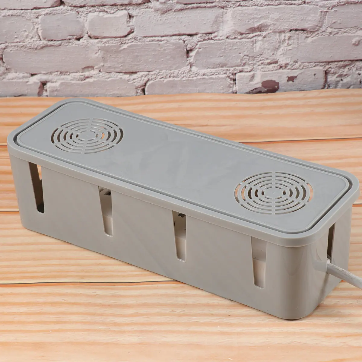 플러그 소켓 케이블 보관함 정리함 그레이 방진 안전 박스 책상 벽걸이용 가정용 코드 관리 및 공간 활용