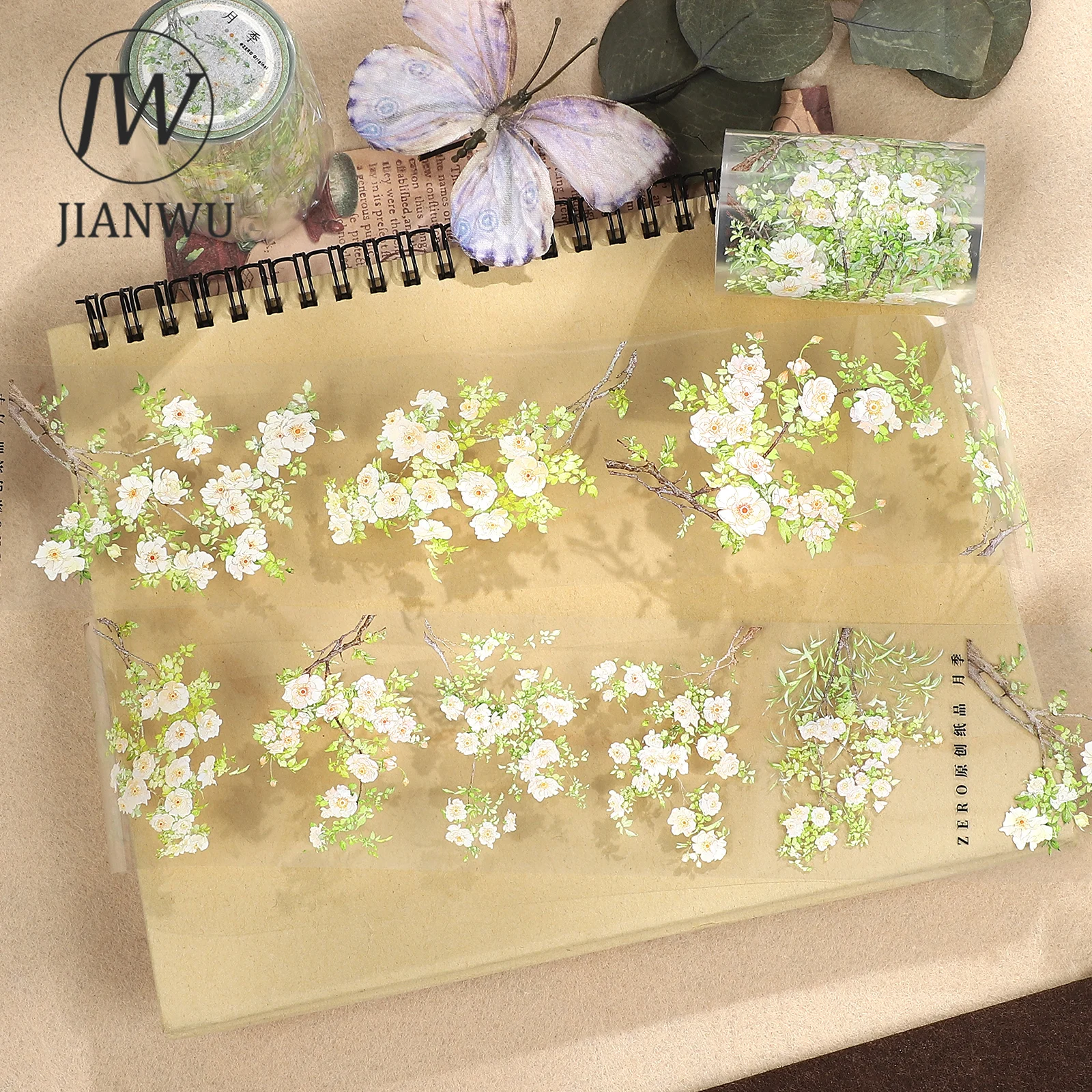JIANWU 62mm * 5m 빈티지 봄 꽃 풍경 소재 콜라주 스크랩북 PET 테이프 크리 에이 티브 DIY 저널 문구