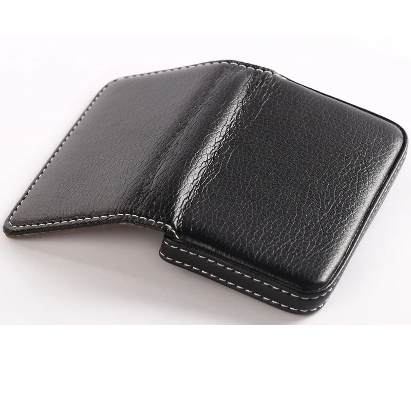 PU Leather Business Card Holder Magnetic Buckle Slim Pocket Large Capacity Portable Credit Case 1pc