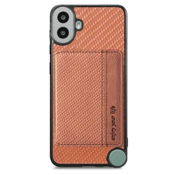 Leather Card Case Wallet with RFID Protection and 360° Protective Magnetic Back Cover for NothingCMF Phone2Pro (Brown)