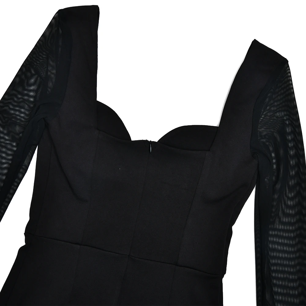 JULISSA MO Sexy Deep V-neck Zipper Women Dress Black Backless Long Sleeve Dress Female Winter Skinny Elegant Party Clubwear 2025