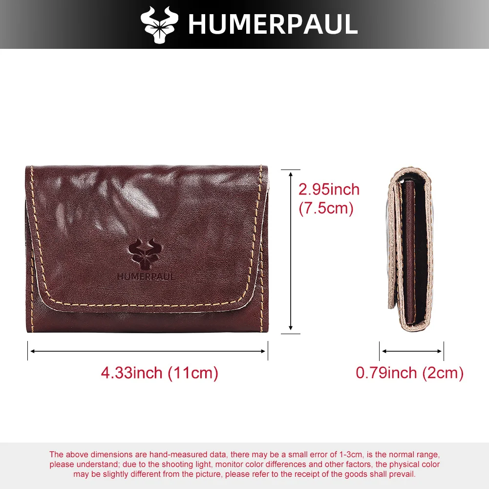 Portafoglio 100% Vera Pelle per Uomo e Donna, Vintage Fatto a Mano, Piccolo Porta Carte con Blocco RFID, Pochette in Pelle Originale - immagine 4