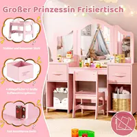 Ensemble de coiffeuse pour enfants, ensemble de coiffeuse pour enfants, chaise de bureau de maquillage pour filles, avec miroir amovible, rose 6