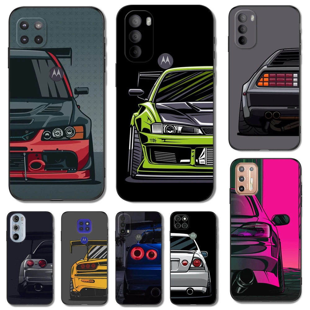 Coque Noire Tchancelier Pour Motorola, Coque De Téléphone, Voitures De Sport, Bande Dessinée, Moto G13, G23, G53, G73, E13, E22, E22I
