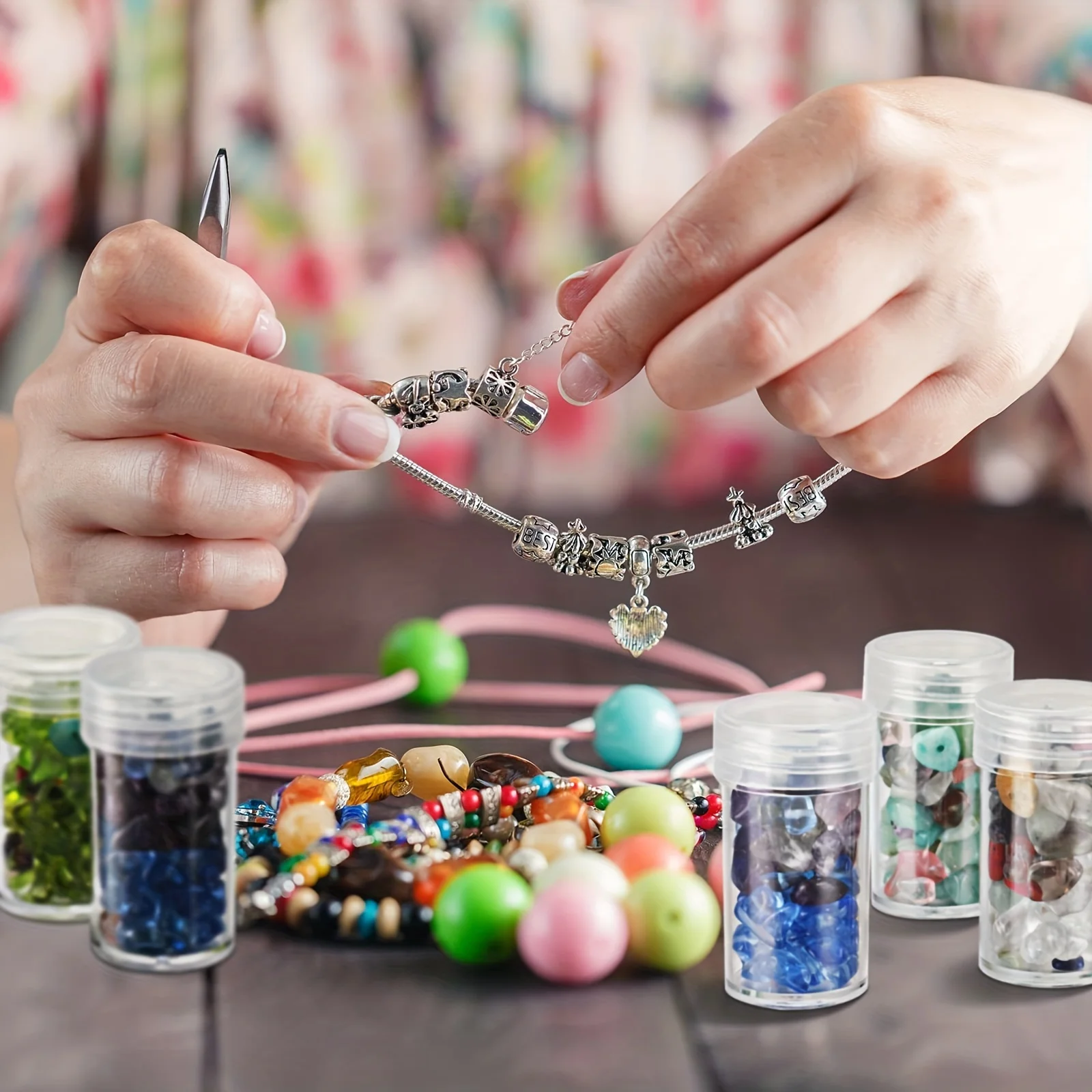 12/40Pcs Clear Round Bottle Storage Box for DIY Crafts Jewelry Rhinestone Beads storage box