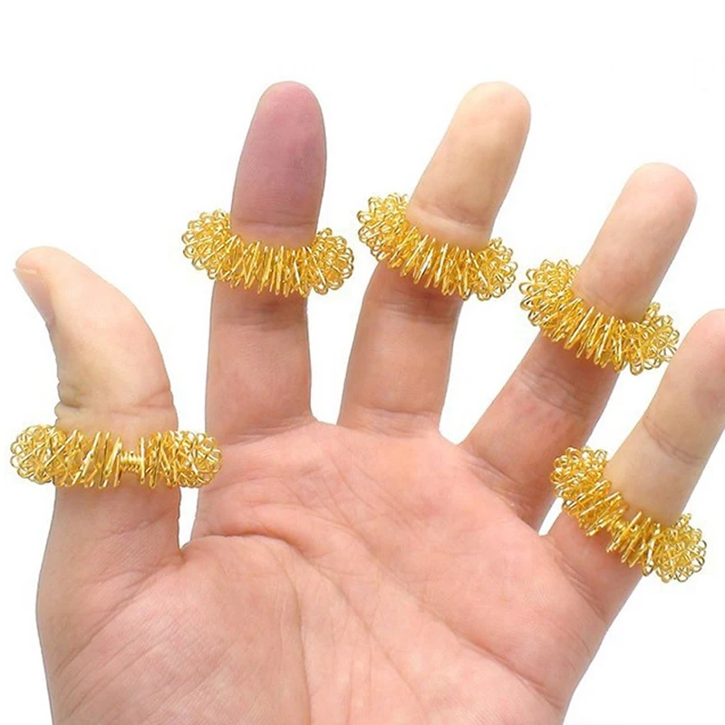 5pc Finger massage gerät Ring Akupressur Figur Massage gerät entspannen Finger Handpflege-Tool Durchblutung Schmerz linderung Gesundheits wesen – Detail 4