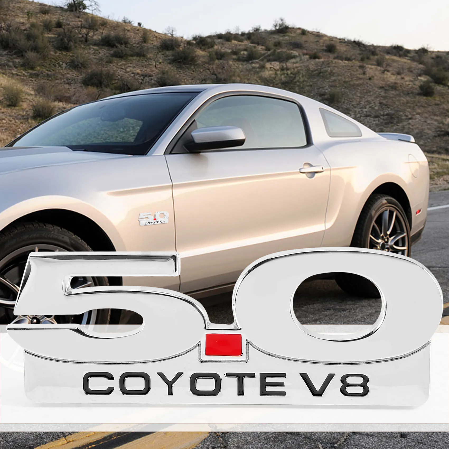 5.0 Coyote V8 Emblema Per 11-14 Ford Mustang F150 F250 F350 Chrome Side Body Fender Emblemi Decalcomania Sticker Badge Targhetta