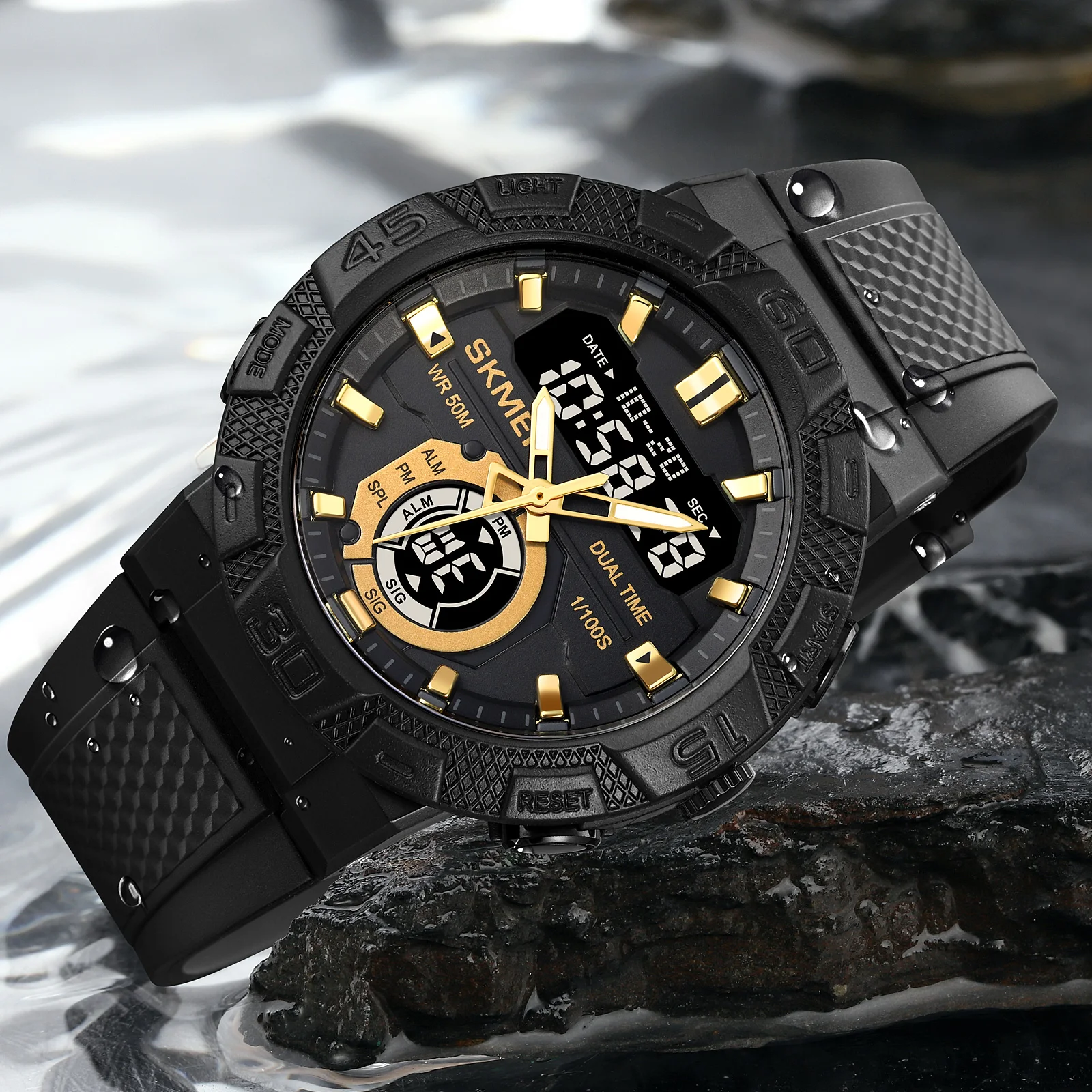 SKMEI1881 Mens Casual Stopwatch Clendar Clock 50M Waterproof Wristwatches reloj hombre Multifunctional LED Light Digital Sport 2
