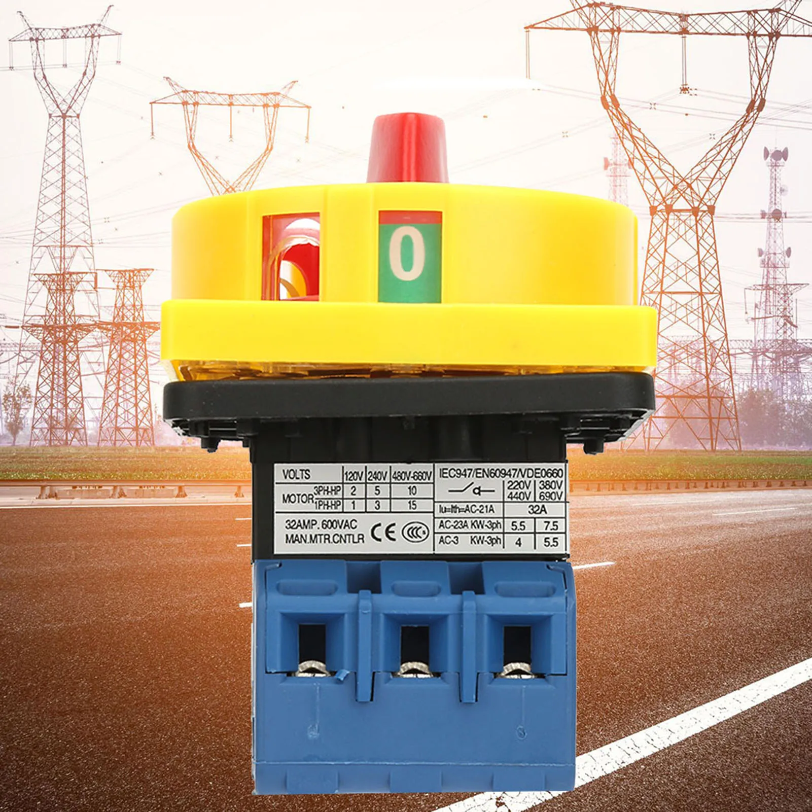 25A/32A Load Circuit Breaker Switch 3-Pole 2-Position Cam On off Power Switch(32A) circuit breaker