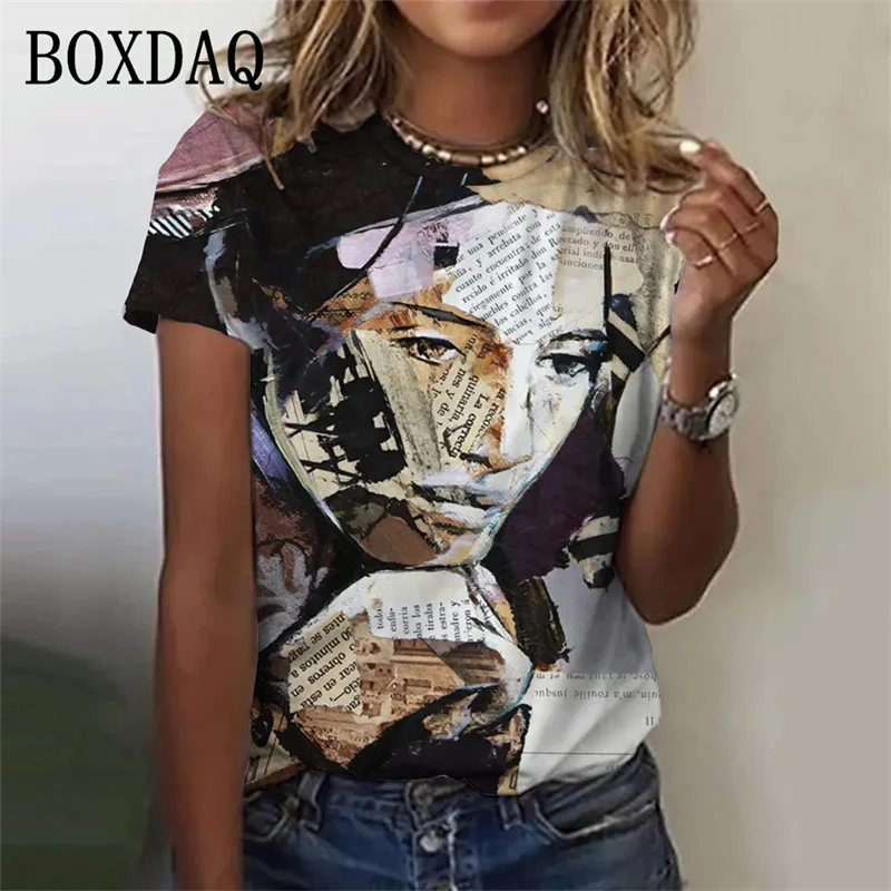 

Oversized Women's Summer T-Shirt Fashion Harajuku O-Neck Short Sleeve Facial Drawing Tops Tshirt For Female Clothes Casual Shirt