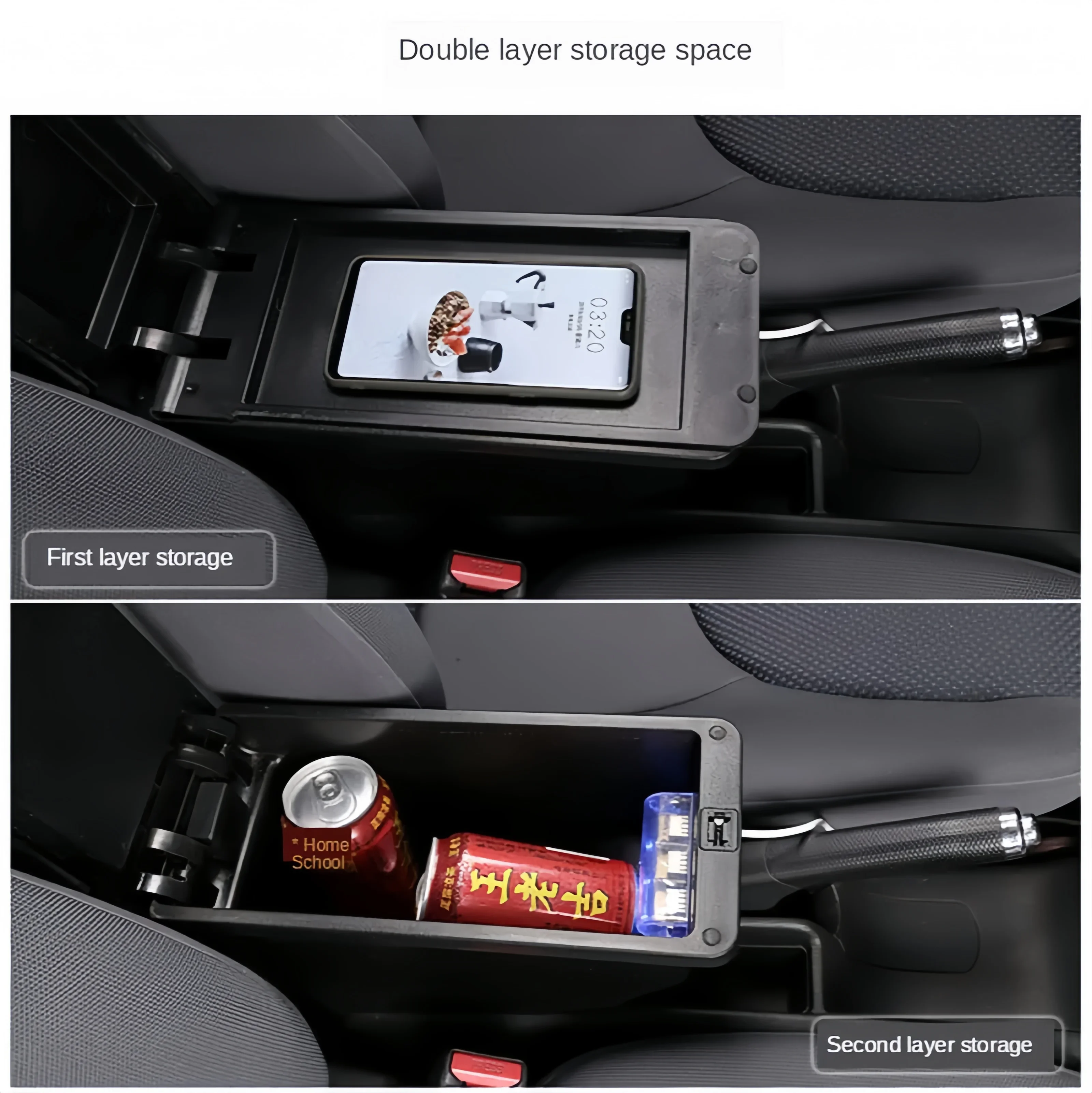 Toyota Hilux 자동차 팔걸이 상자 수정 개조 부품 보관함 USB LED 가죽 팔걸이 센터 콘솔
