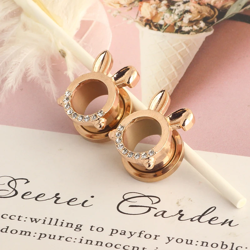 Skull Bunny Pendant Ear Plugs Ear Tunnels Stretcher Screw-fix Gauges Stainless Steel Piercing Ear Expander GaugesJewelry