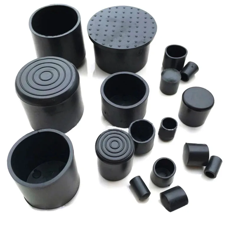 8PCS/Set Black Chair Table Feet Round Stick Pipe Tubing End Cover Caps PVC Rubber Mute Wear-Resistant Anti-Skid Outer Dia6-80mm