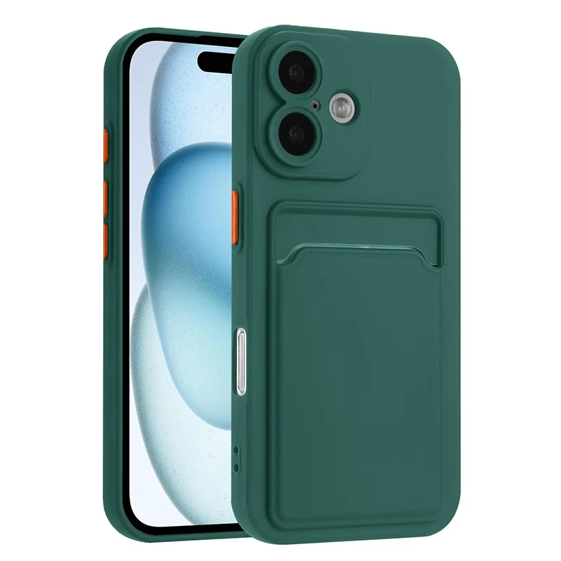 Shockproof Soft Silicone Phone Case with Card Holder and Back Pocket Cover