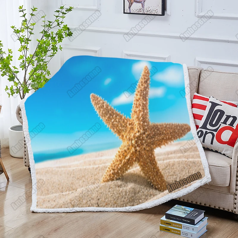 

Starfish On The Beach Blanket Throw Blanket Summer Blankets Kids Adult Bed Blanket Sofa Blanket Picnic Blanket Custom Blanket
