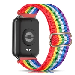 Sports Elastic Nylon Strap Bracelet - Universal Replacement Wristband Accessory for Redmi Watch 4 (Rainbow Black)