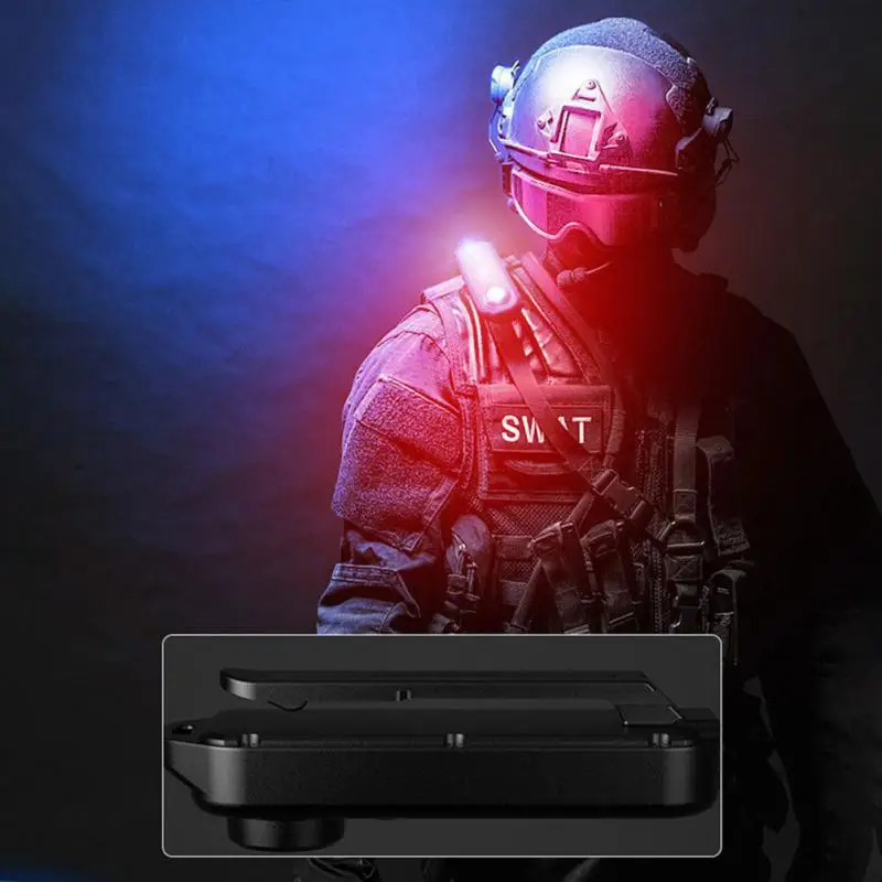 

Red Blue Shoulder Police Light with Clip USB Type-C Rechargeable Taillight Helmet Lamp Flashlight Keychain Light