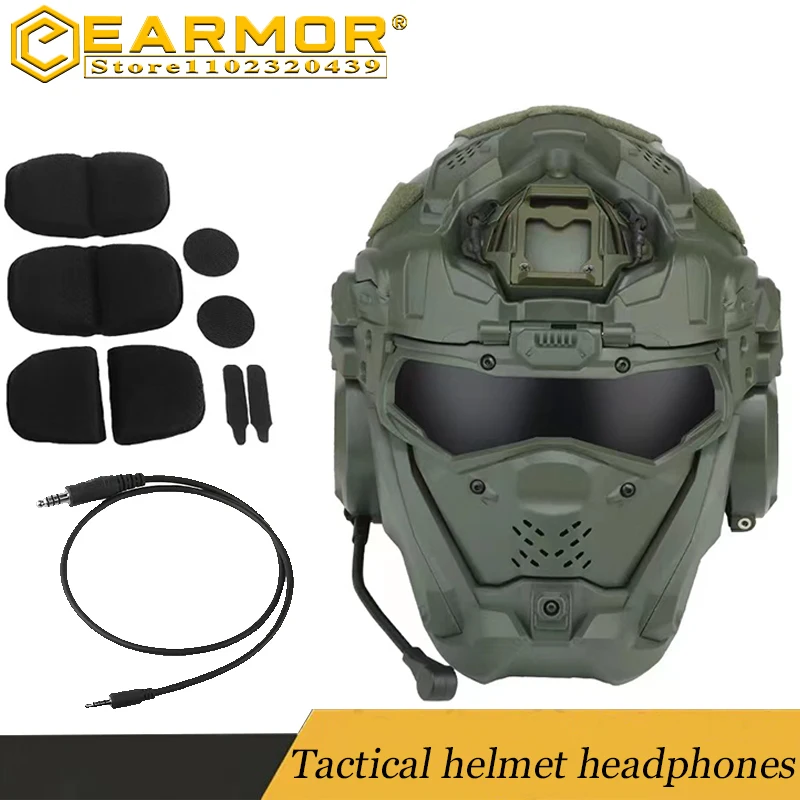 

Tactical helmet headset Airsoft shooting protective mask Shooting communication headset Protective headset Hunting equipment