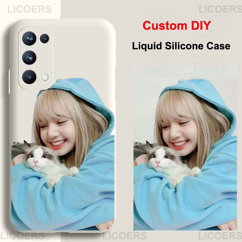 DIY чехол для телефона OPPO Find X5 X3 X2 Lite Reno 7 6 Pro 5 4 3 A95 5G A72 A83 пользовательские буквы имя фото жидкость чехол