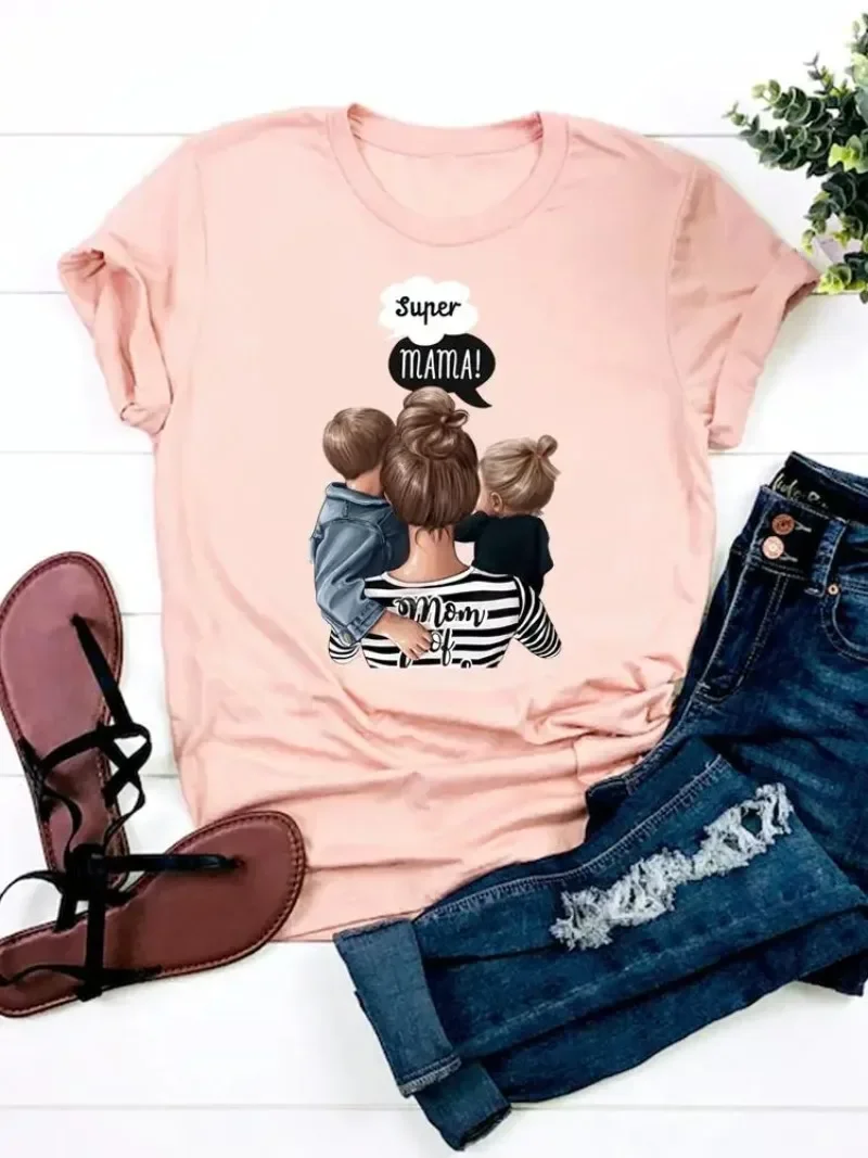 

Graphic T-shirt Fashion 90s Mom Sweet Lovely Style Print T Shirt Short Sleeve Ladies Clothes Women Basic Tee Top Clothing